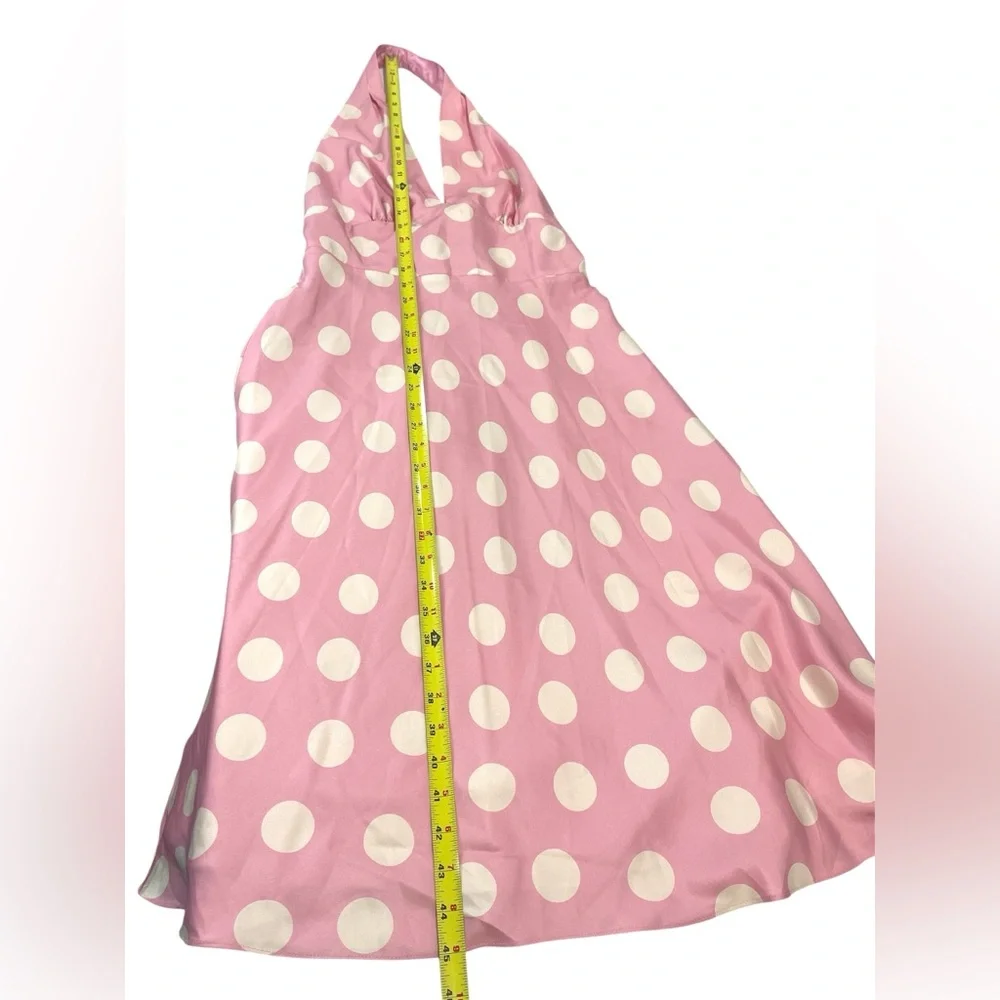 NWT Laundry By Shelli Segal Pink Silk Retro Polka Dot Dress Coquette Soft Girl - Picture 9 of 10